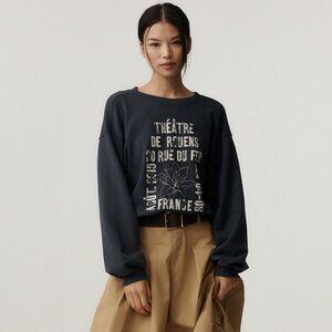 NWT! Anthropologie Pilcro The Niki Bubble Sweatshirt, Pitch Blue, Large